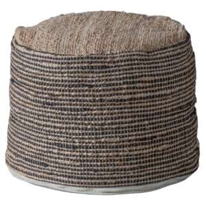 Castro Round Upholstered Fabric Pouffe In Natural