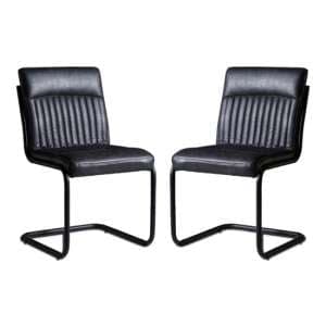 Catila Grey Faux Leather Dining Chairs In Pair
