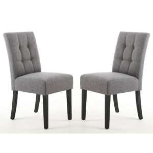 Mendoza Dining Chair In Steel Grey With Black Legs In A Pair - UK