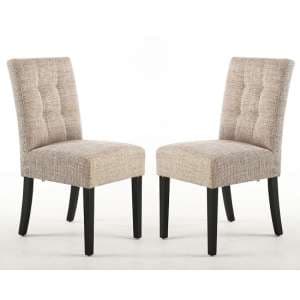 Mendoza Dining Chair In Tweed Oatmeal With Black Legs In A Pair - UK