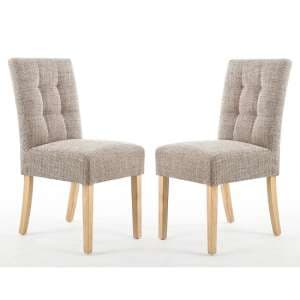 Mendoza Dining Chair In Tweed Oatmeal With Natural Legs In Pair