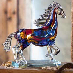 Cavallo Glass Horse Design Sculpture In Multicolor