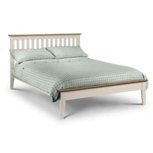 Saadet Two Tone Double Size Bed In Stone White Lacquered