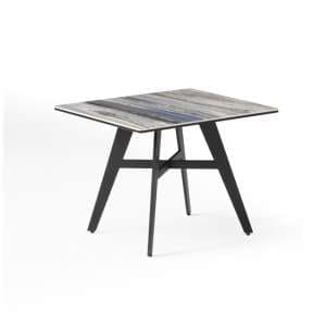Cebalrai Glass End Table In Blue Mist With Black Metal Legs - UK