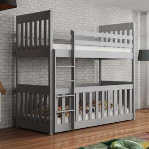 Cedar Bunk Bed With Cot Bed In Matt Grey With Bonnell Mattresses