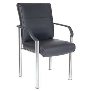 Cedar Home Office Chair In Black Faux Leather With Chrome Legs