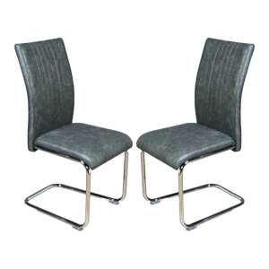 Ceibo Two Tone Grey Leather Dining Chairs In Pair