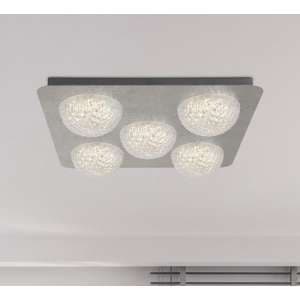 Celestia 5 LED Ceiling Light In Silver Leaf With Clear Acrylic - UK