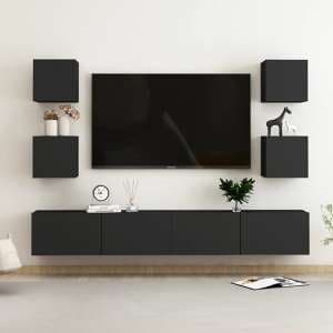 Celexa Wall Hung Wooden Entertainment Unit In Black - UK