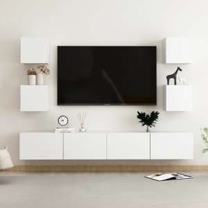 Celexa Wall Hung Wooden Entertainment Unit In White - UK