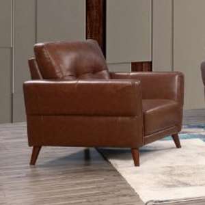 Celina Leather 1 Seater Sofa In Saddle With Tapered Legs