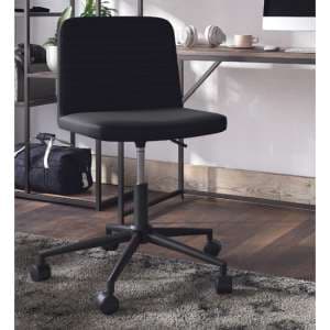 Celina Swivel Faux Leather Home And Office Chair In Black - UK
