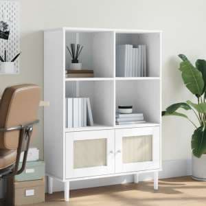 Celle Pinewood Bookcase With 4 Shelves In White - UK