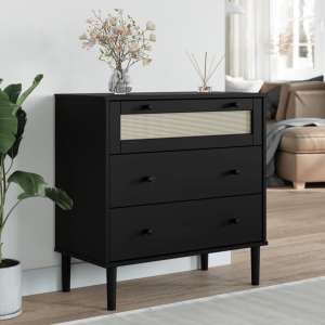 Celle Pinewood Chest Of 3 Drawers In Black - UK