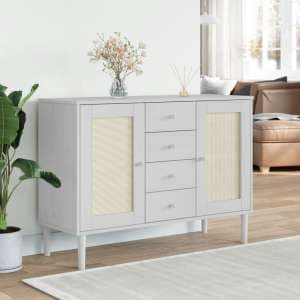 Celle Pinewood Sideboard With 2 Doors 4 Drawers In White - UK