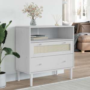 Celle Pinewood Sideboard With 2 Drawers In White - UK