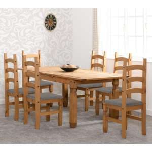 Central Extending Wooden Dining Table 6 Chairs In Waxed Pine - UK