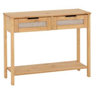 Central Wooden Console Table With 2 Drawers In Waxed Pine - UK