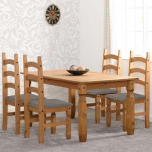 Central Wooden Dining Table With 4 Chairs In Waxed Pine - UK