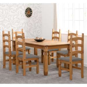 Central Wooden Dining Table With 6 Chairs In Waxed Pine - UK