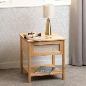Central Wooden Side Table In Waxed Pine - UK