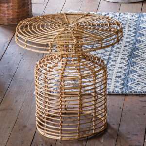 Centralia Round Rattan Side Table In Natural - UK