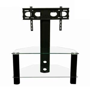 Clevedon Glass TV Stand In Black With Bracket