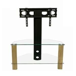 Clevedon Glass TV Stand In Light Oak With Bracket