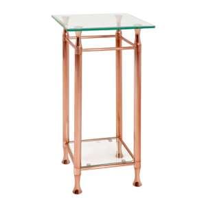 Cerrito Tall Clear Glass Side Table With Copper Metal Base - UK