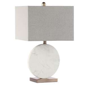 Cervinia Grey Linen Shade Table Lamp With White Marble Base - UK
