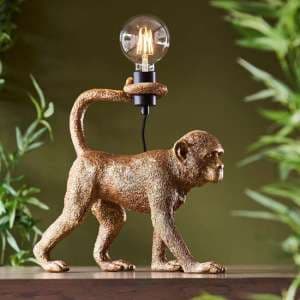 Cesme Monkey Table Lamp In Vintage Gold - UK