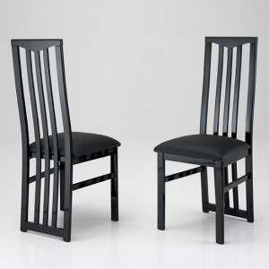 Cexa Black Wooden Dining Chairs In Pair