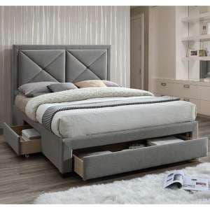 Cezanne Fabric King Size Bed With Drawers In Grey Marl - UK