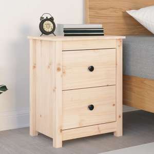 Chael Pine Wood Bedside Cabinet With 2 Drawers In Natural
