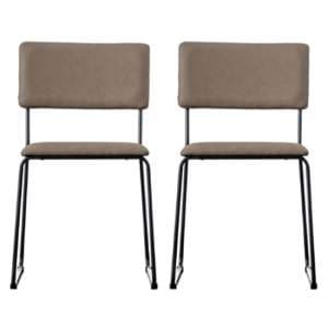 Chalk Brown Faux Leather Dining Chairs In A Pair - UK