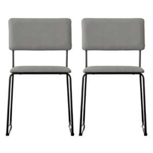 Chalk Light Grey Fabric Dining Chairs In A Pair - UK