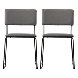 Chalk Slate Grey Faux Leather Dining Chairs In A Pair - UK