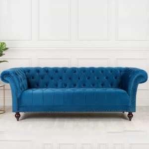 Chanter Fabric 3 Seater Sofa In Midnight Blue - UK