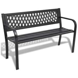 Charisa Outdoor Steel Seating Bench In Black - UK