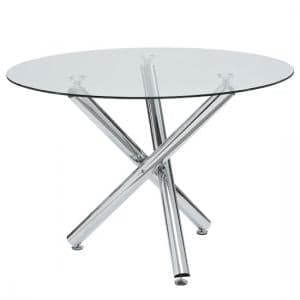 Kecota Glass Dining Table Round In Clear With Chrome Legs