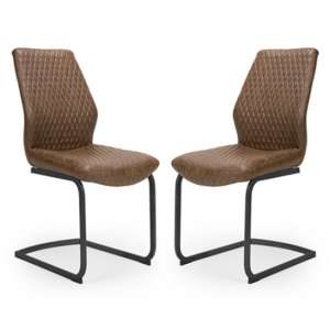 Charlie Antique Brown Faux Leather Dining Chairs In A Pair - UK