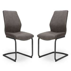 Charlie Grey Faux Leather Dining Chairs In A Pair - UK