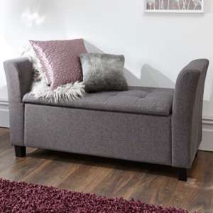 Ventnor Fabric Ottoman Seat In Charcoal Grey With Wooden Feet - UK