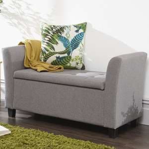 Ventnor Modern Fabric Ottoman Seat In Grey With Wooden Feet - UK