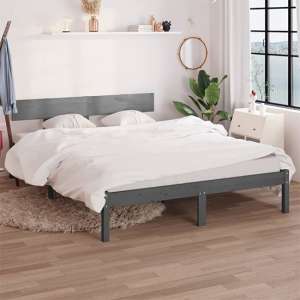 Chavez Solid Pinewood King Size Bed In Grey