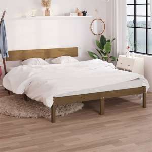 Chavez Solid Pinewood Small Double Bed In Honey Brown