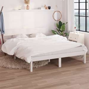 Chavez Solid Pinewood Small Double Bed In White