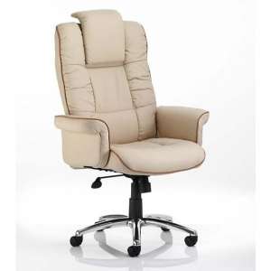 Chelsea Leather Executive Office Chair In Cream With Arms