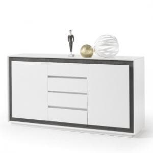 Chelsea Contemporary Sideboard In White With Concrete Inserts - UK