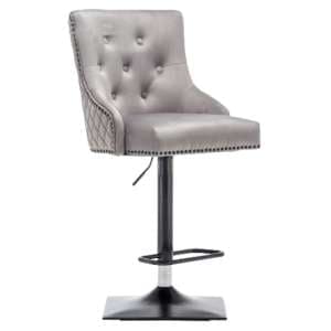 Chenoy Lion Knocker Velvet Bar Chair In Light Grey